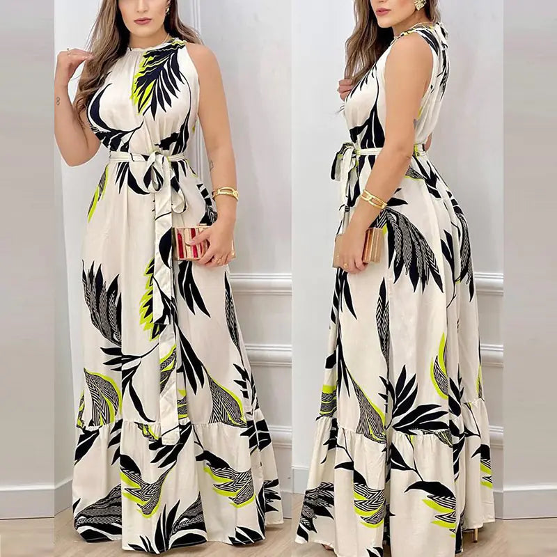 2023 Summer Floral Ruffle Neck Dress for Women