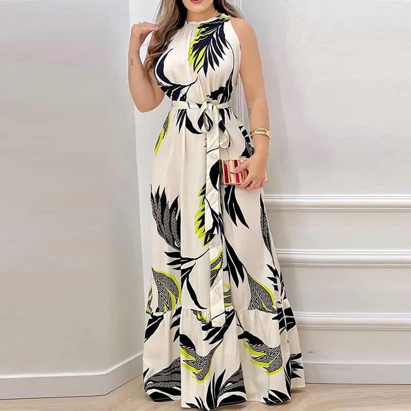 2023 Summer Floral Ruffle Neck Dress for Women