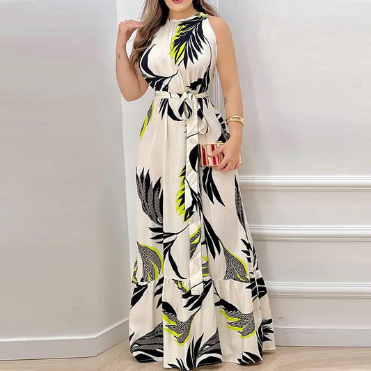 2023 Summer Floral Ruffle Neck Dress for Women