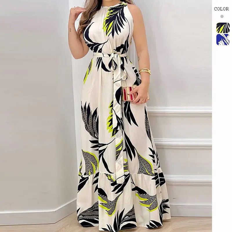 2023 Summer Floral Ruffle Neck Dress for Women